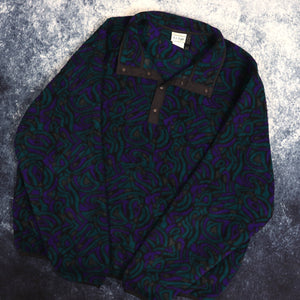 Vintage Purple & Green Abstract Fleece Sweatshirt | Large