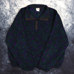 Vintage Purple & Green Abstract Fleece Sweatshirt | Large