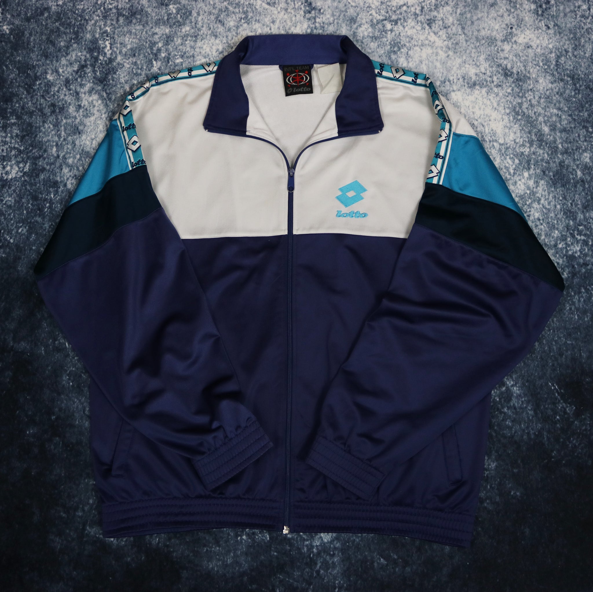 Vintage 90 s Purple White Navy Teal Lotto Track Jacket XL ragkid
