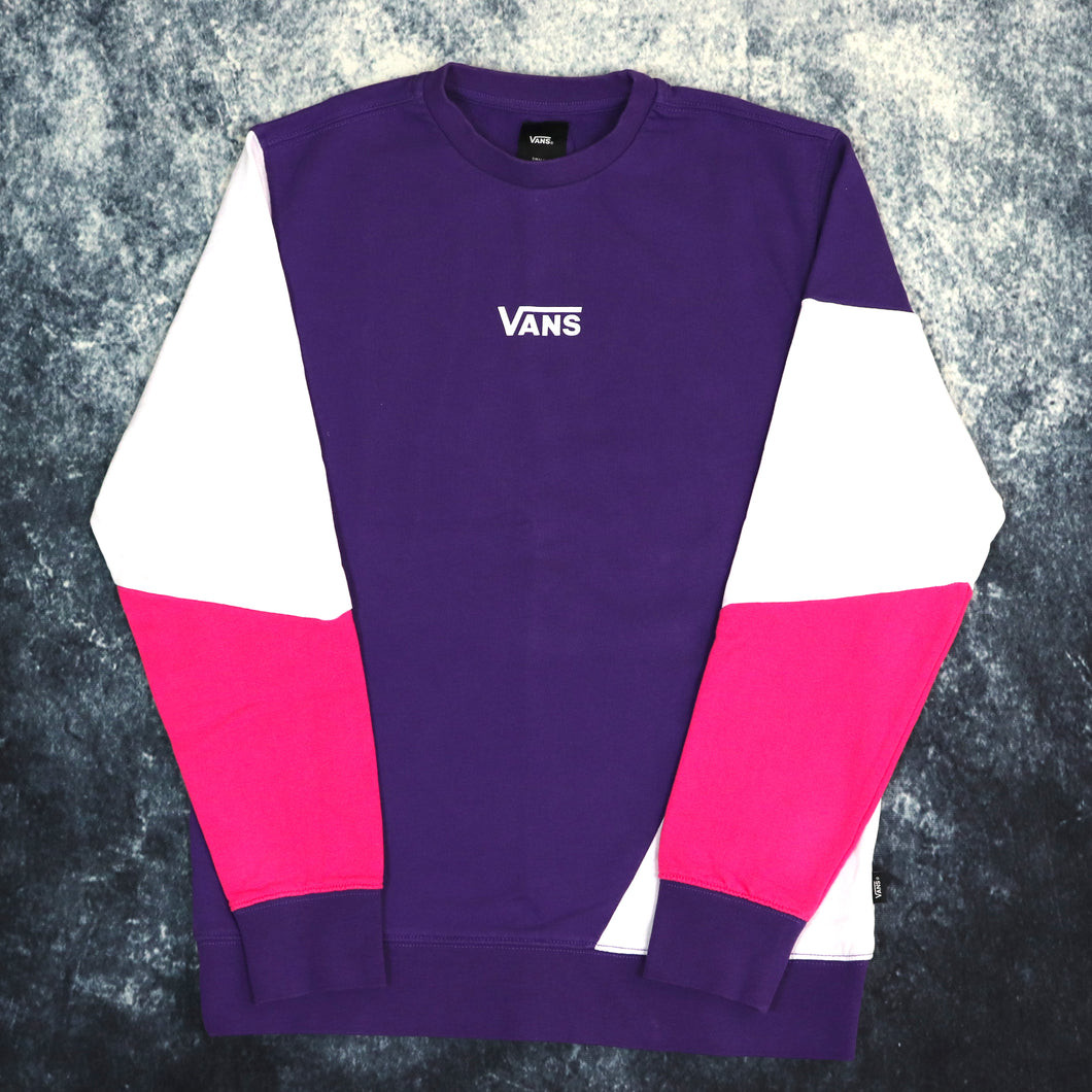 Vintage Purple, White & Pink Vans Colour Block Sweatshirt | Small