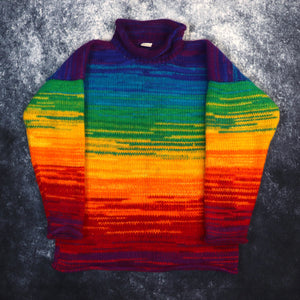 Vintage Rainbow High Neck Knit Jumper | Medium