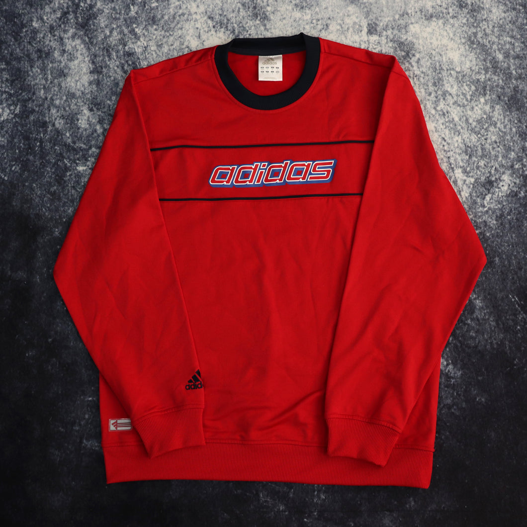 Vintage Red Adidas Spell Out Sweatshirt | Medium