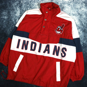 Vintage 90's Red Cleveland Indians 1/4 Zip Windbreaker Jacket | 4XL