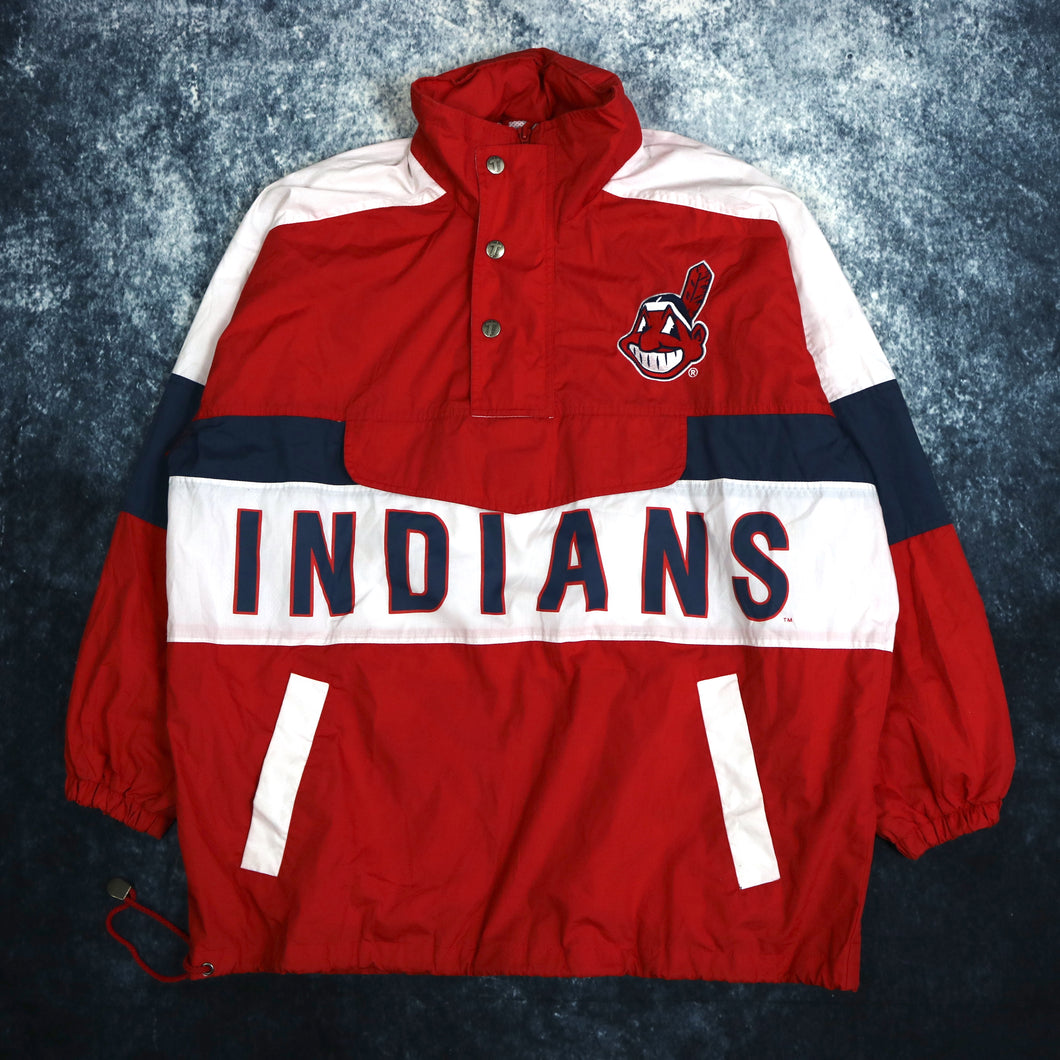 Vintage 90's Red Cleveland Indians 1/4 Zip Windbreaker Jacket | 4XL