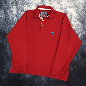 Vintage Red FatFace Mountain Climbing Collared Sweatshirt | Medium