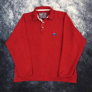 Vintage Red FatFace Mountain Climbing Collared Sweatshirt | Medium