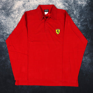 Vintage Red Ferrari Rugby Sweatshirt | Large