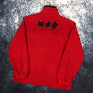 Vintage Red & Black Canada Maple Leaf Fleece Jacket | Medium