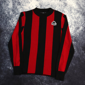 Vintage Red & Black Stripy Kappa Jumper | XS