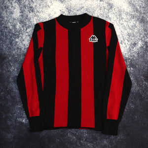 Vintage Red & Black Stripy Kappa Jumper | XS