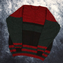 Load image into Gallery viewer, Vintage Red, Black &amp; Green Colour Block Grandad Jumper | Large
