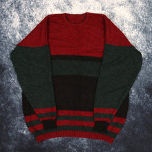 Load image into Gallery viewer, Vintage Red, Black &amp; Green Colour Block Grandad Jumper | Large
