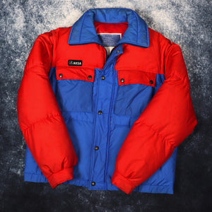 Vintage Red & Blue Aksa Down Puffer Jacket | Small