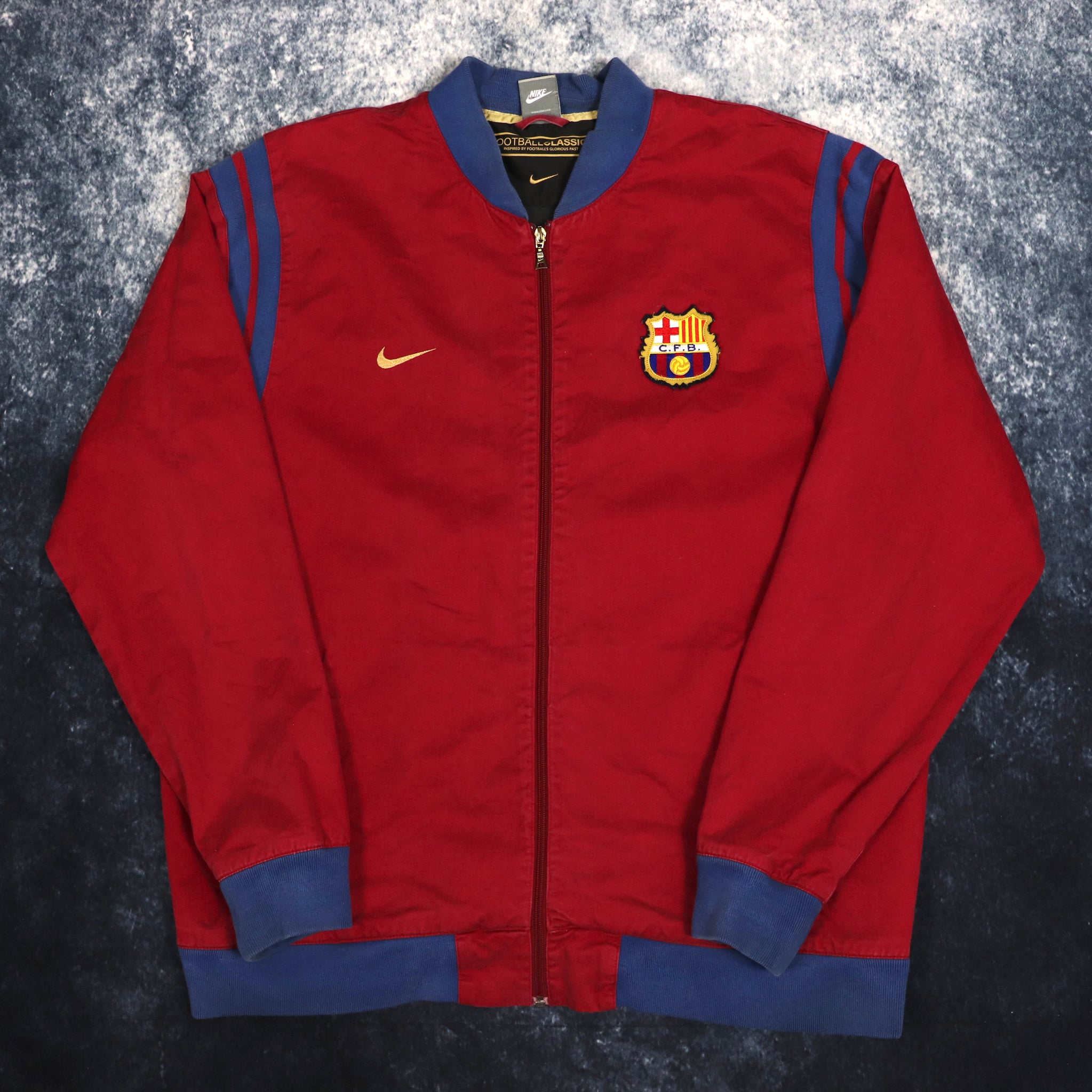 Vintage Red Blue Barcelona FC Nike Bomber Jacket 4XL ragkid