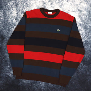 Vintage Red, Brown & Blue Stripy Lacoste Jumper | Medium