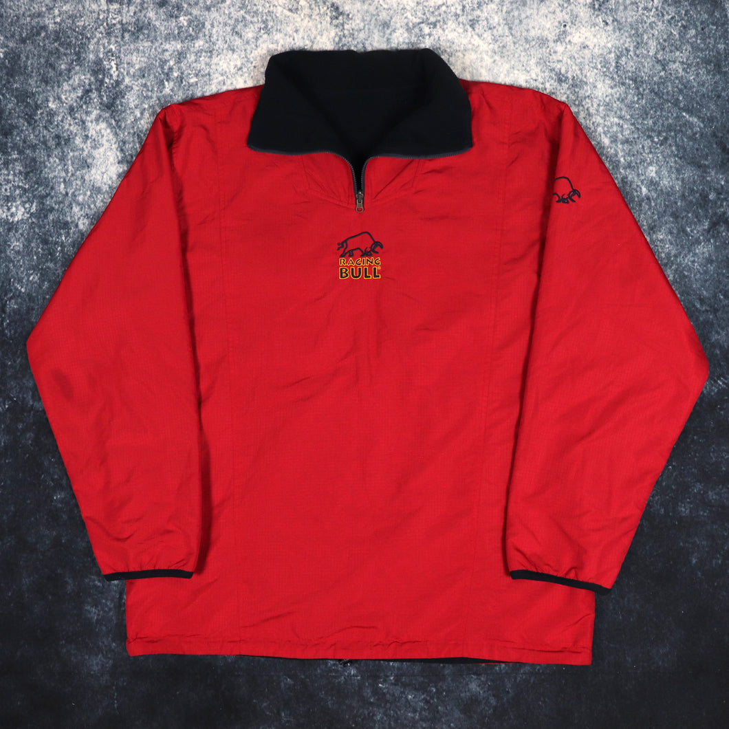 Vintage 90s Red & Navy Raging Bull Reversible 1/4 Zip Fleece Jacket | XXL