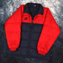 Load image into Gallery viewer, Vintage Red &amp; Navy Umbro Puffer Jacket | XL
