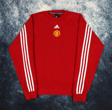 Load image into Gallery viewer, Vintage Red &amp; White Manchester United Adidas Sweatshirt | Small
