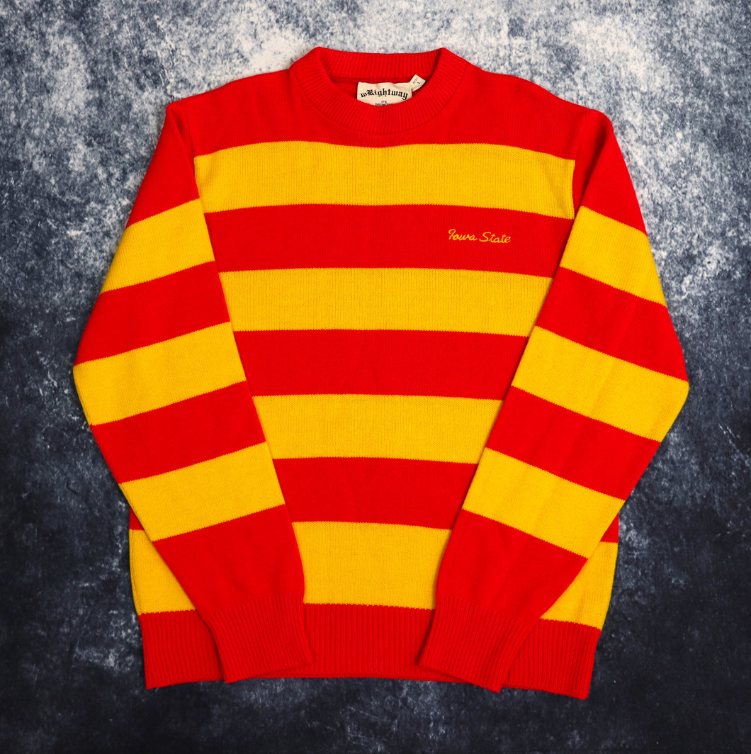Vintage Red & Yellow Striped Iowa State Jumper | Small