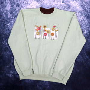 Vintage Sage Green Flower Sweatshirt | Small
