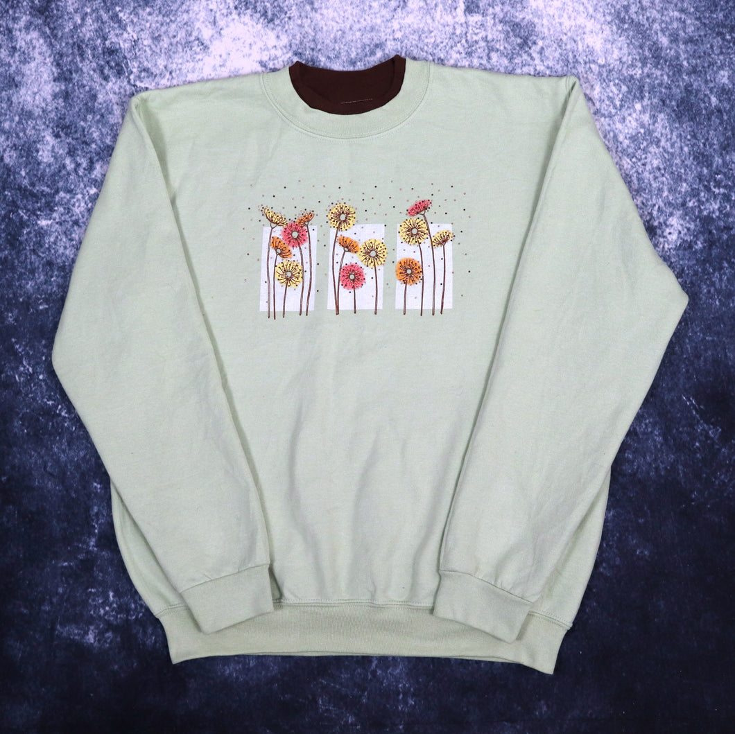 Vintage Sage Green Flower Sweatshirt | Small