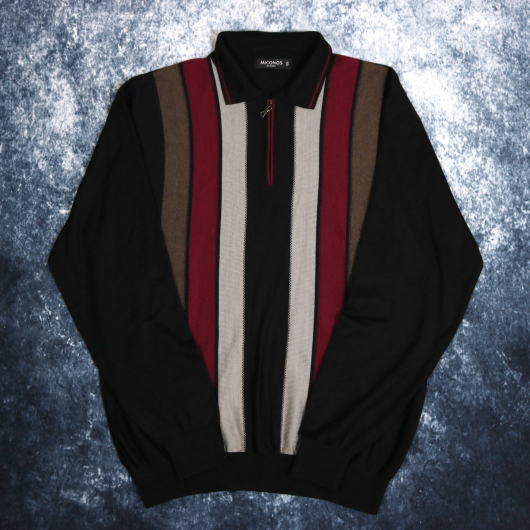 Vintage Striped Miconos 1/4 Zip Collared Jumper | Large