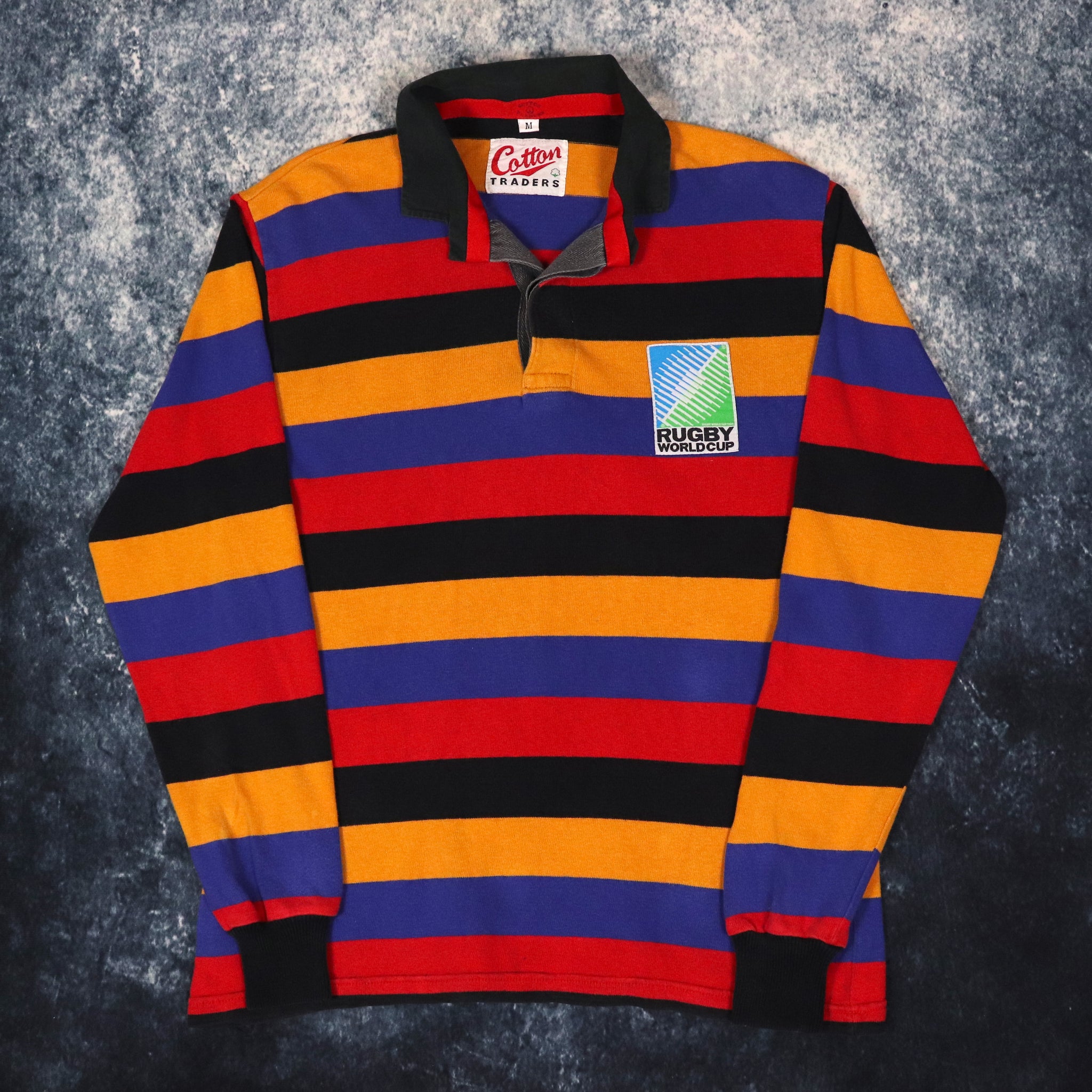 Vintage Striped Cotton Traders Rugby Sweatshirt Medium ragkid