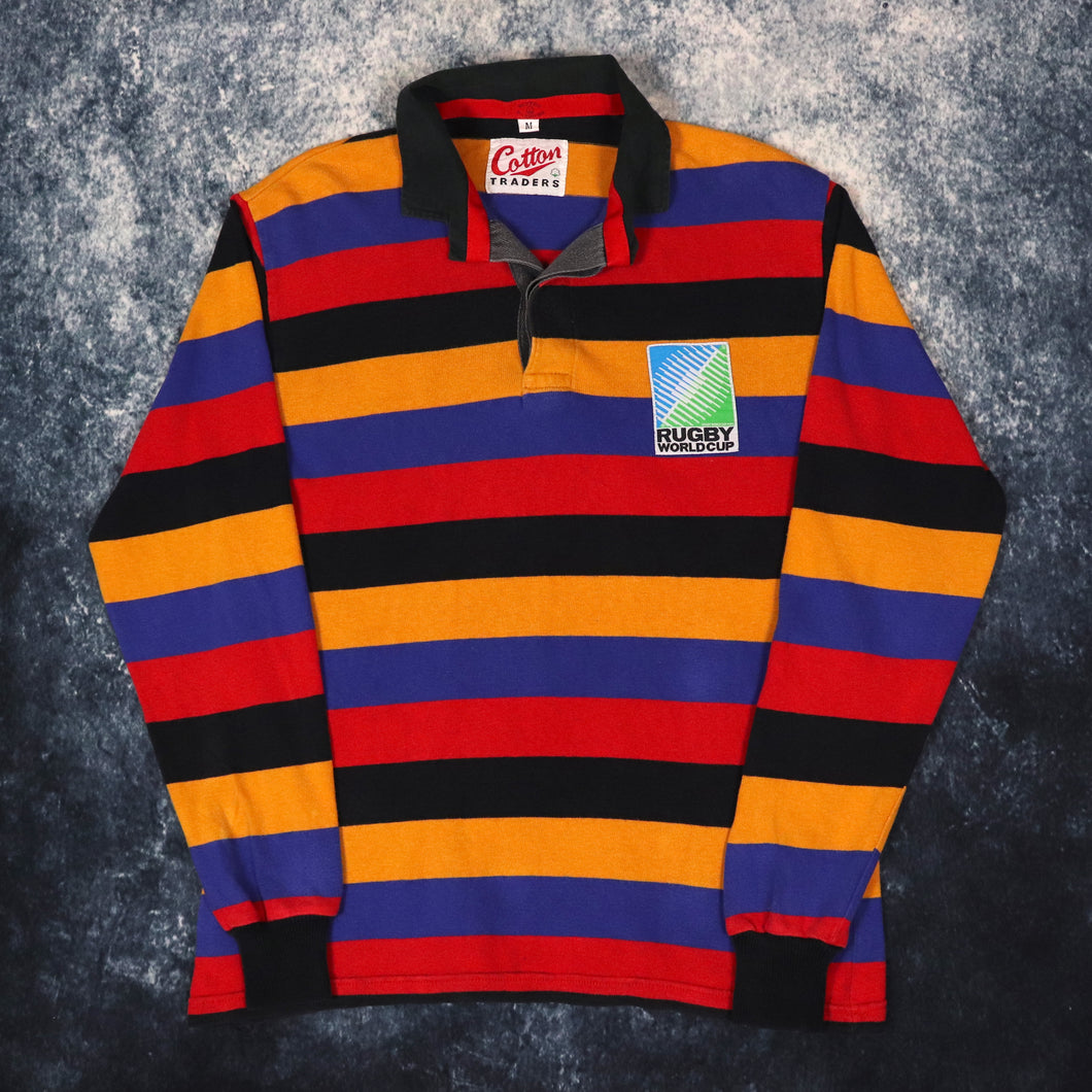 Vintage Striped Cotton Traders Rugby Sweatshirt | Medium