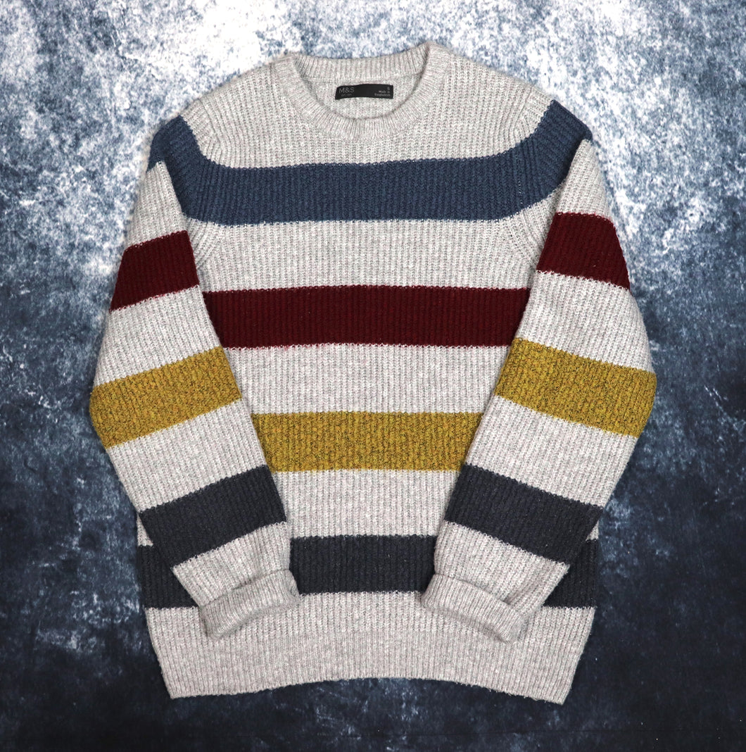 Vintage Striped Grandad Jumper | XS