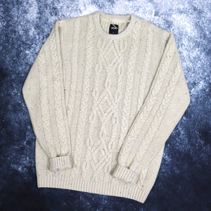 Vintage Style Beige Cable Knit Jumper | Small