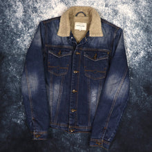 Load image into Gallery viewer, Vintage Style Blue Sherpa Lined Distressed Denim Jacket | XS
