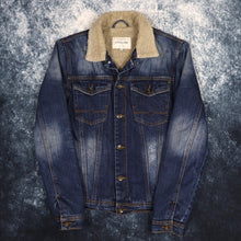 Load image into Gallery viewer, Vintage Style Blue Sherpa Lined Distressed Denim Jacket | XS
