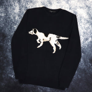 Vintage Style Navy Dog Jumper | Small