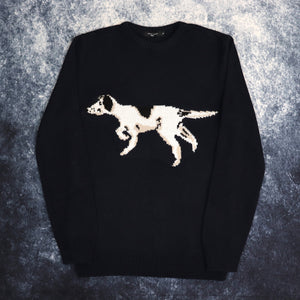 Vintage Style Navy Dog Jumper | Small