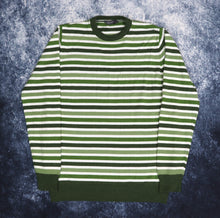 Load image into Gallery viewer, Vintage Style Green &amp; White Striped Jumper | Small

