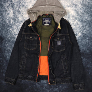 Vintage Superdry Worker Hooded Dark Denim Jacket | XS