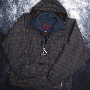 Vintage 90's Tartan Below Zero Half Zip Hooded Jacket | Large