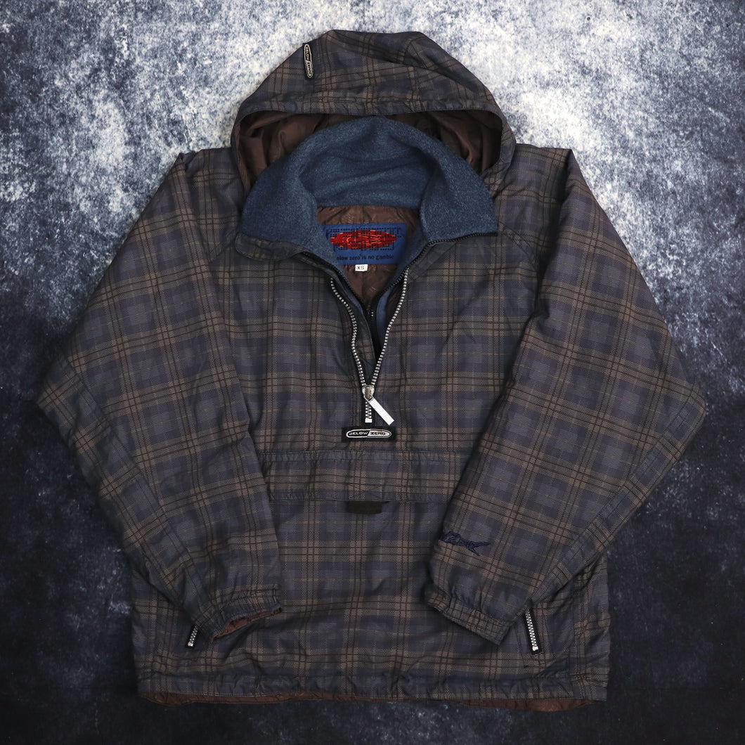 Vintage 90's Tartan Below Zero Half Zip Hooded Jacket | Large