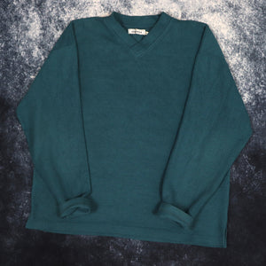Vintage 90s Teal Fleece Sweatshirt | Large