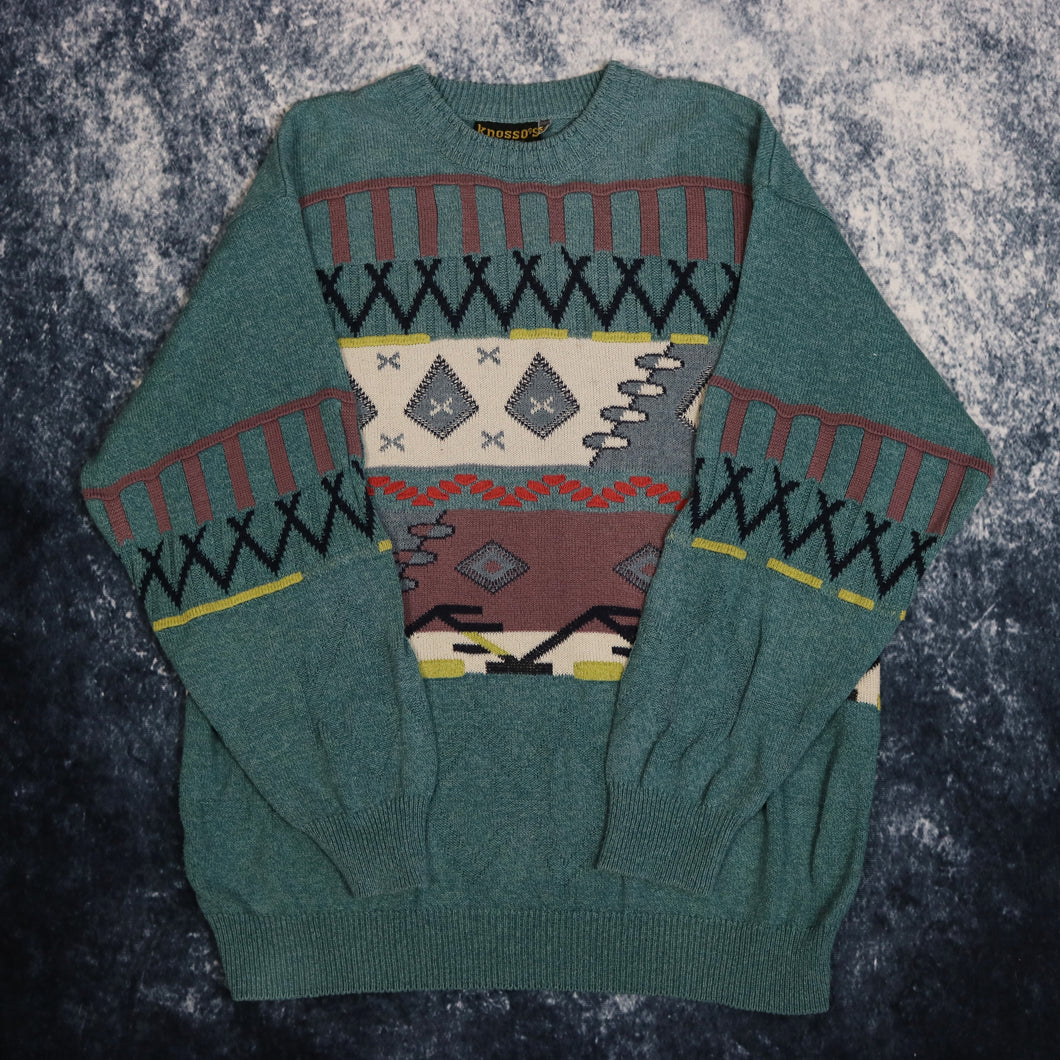 Vintage Teal Grandad Jumper