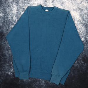 Vintage 90s Teal Munsingwear Heavyweight Blank Sweatshirt | Large