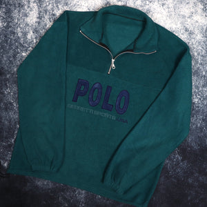 Vintage Teal Serretti Sports Polo 1/4 Zip Fleece Sweatshirt | XL