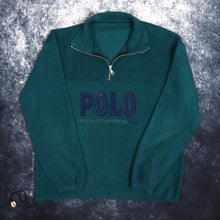 Load image into Gallery viewer, Vintage Teal Serretti Sports Polo 1/4 Zip Fleece Sweatshirt | XL
