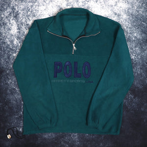 Vintage Teal Serretti Sports Polo 1/4 Zip Fleece Sweatshirt | XL