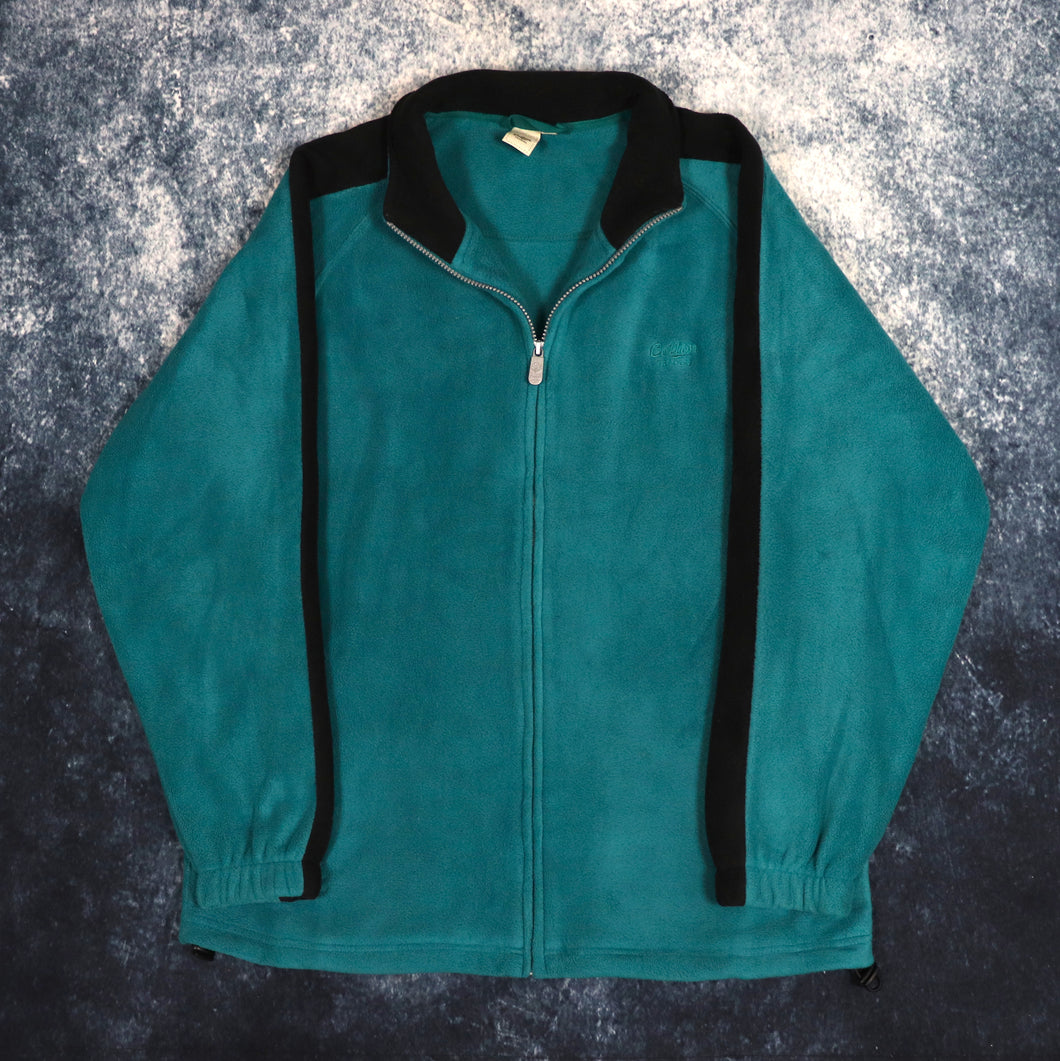 Vintage Teal & Black Cotton Traders Fleece Jacket | Large