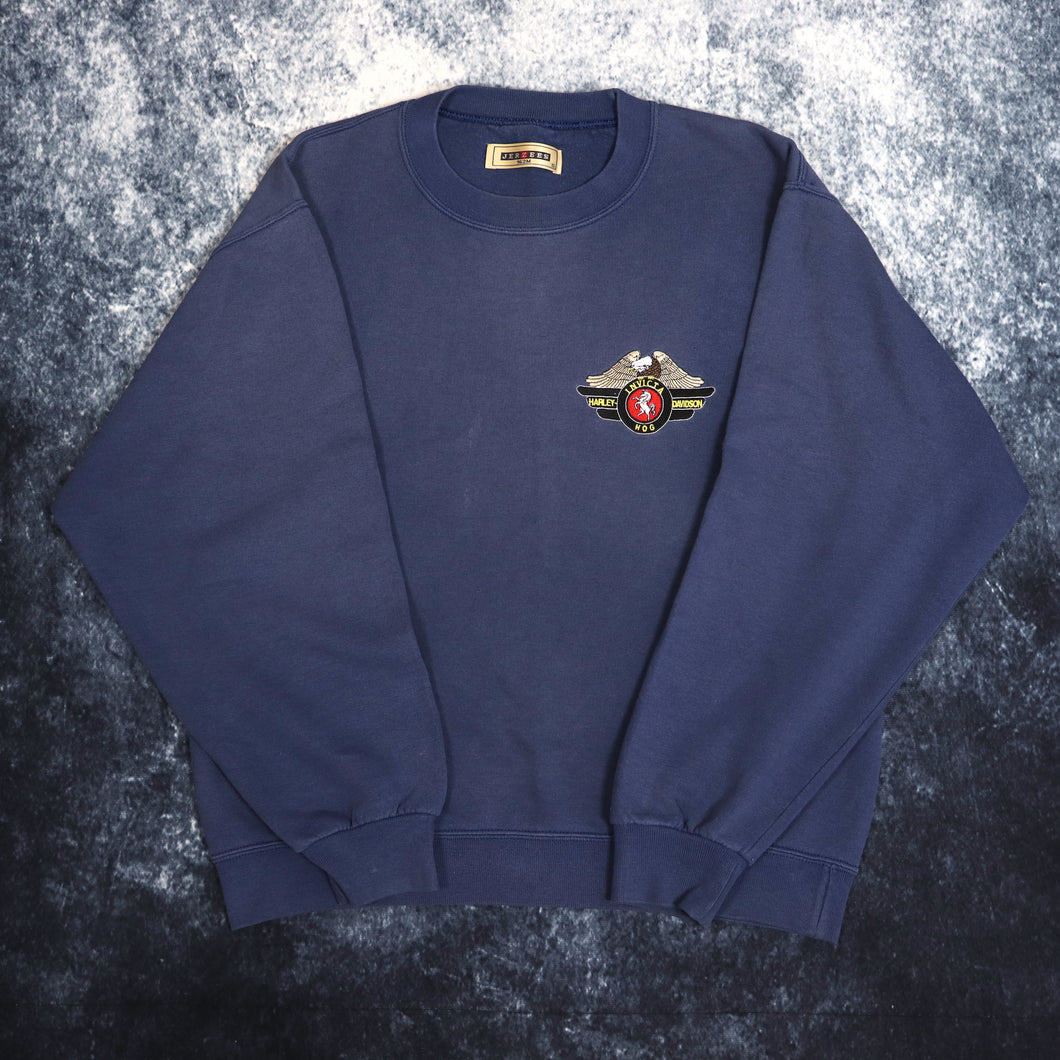 Vintage Washed Blue Harley Davidson Sweatshirt | Small