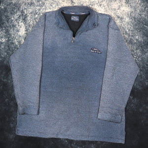 Vintage Washed Blue Weird Fish 1/4 Zip Sweatshirt | 4XL