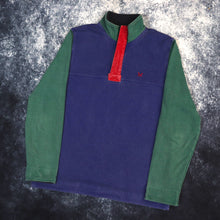 Load image into Gallery viewer, Vintage Faded Blue, Green &amp; Red Colour Block 1/4 Zip Sweatshirt | Medium
