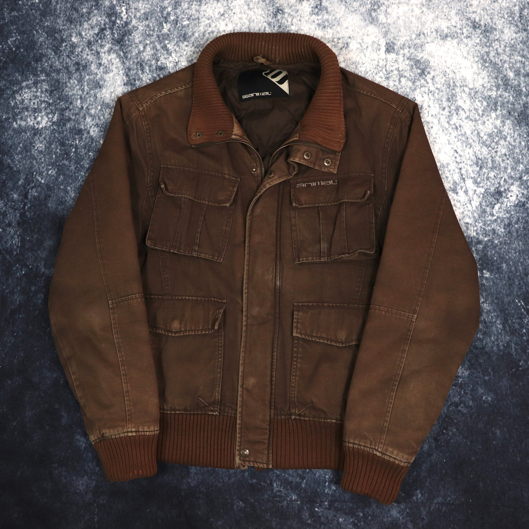 Vintage Washed Brown Animal Work Jacket | Medium