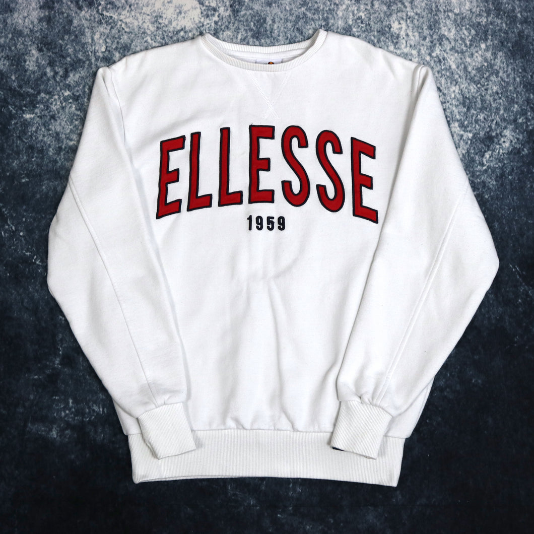 Vintage White Ellesse Spell Out Sweatshirt | XS